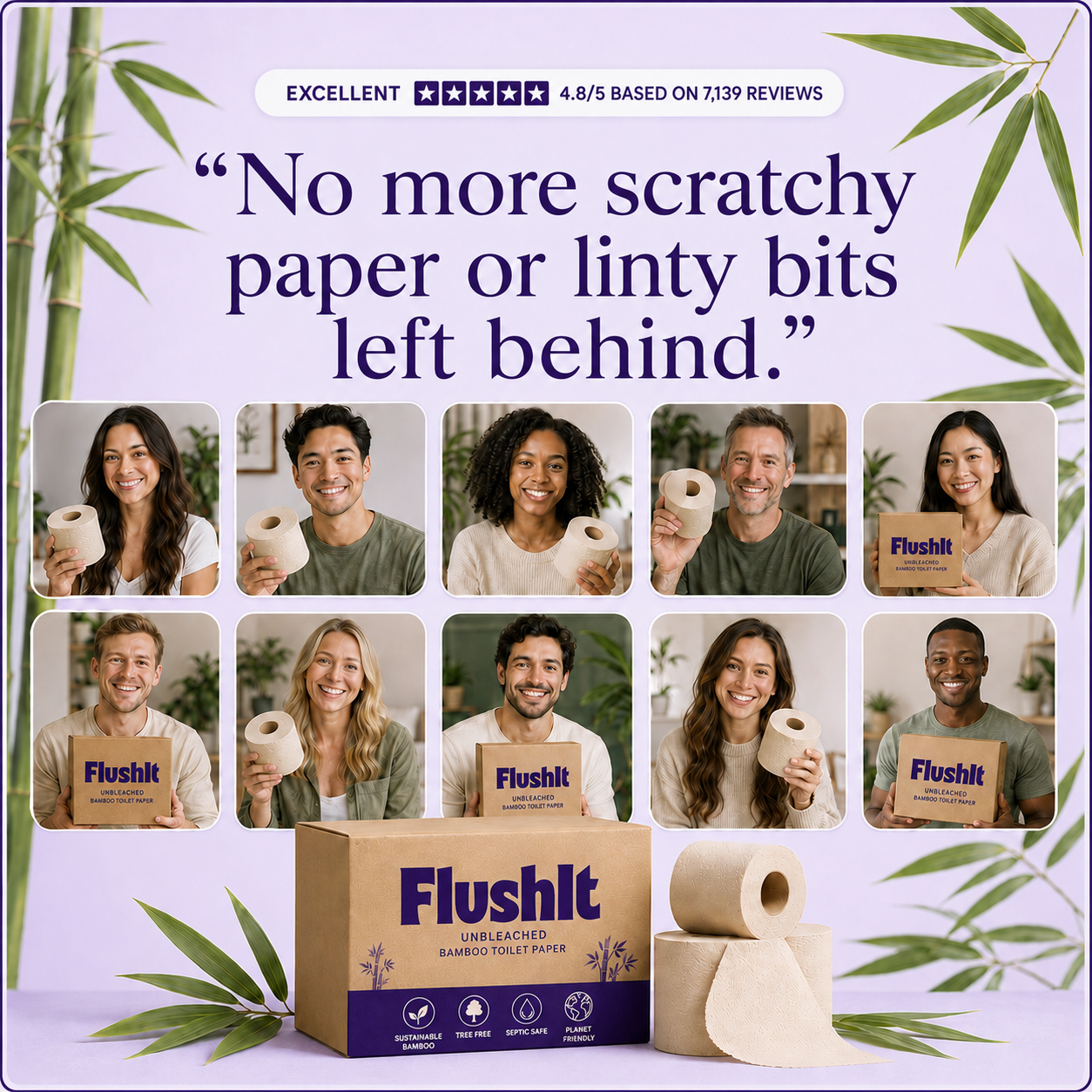 Unbleached Bamboo Toilet Paper