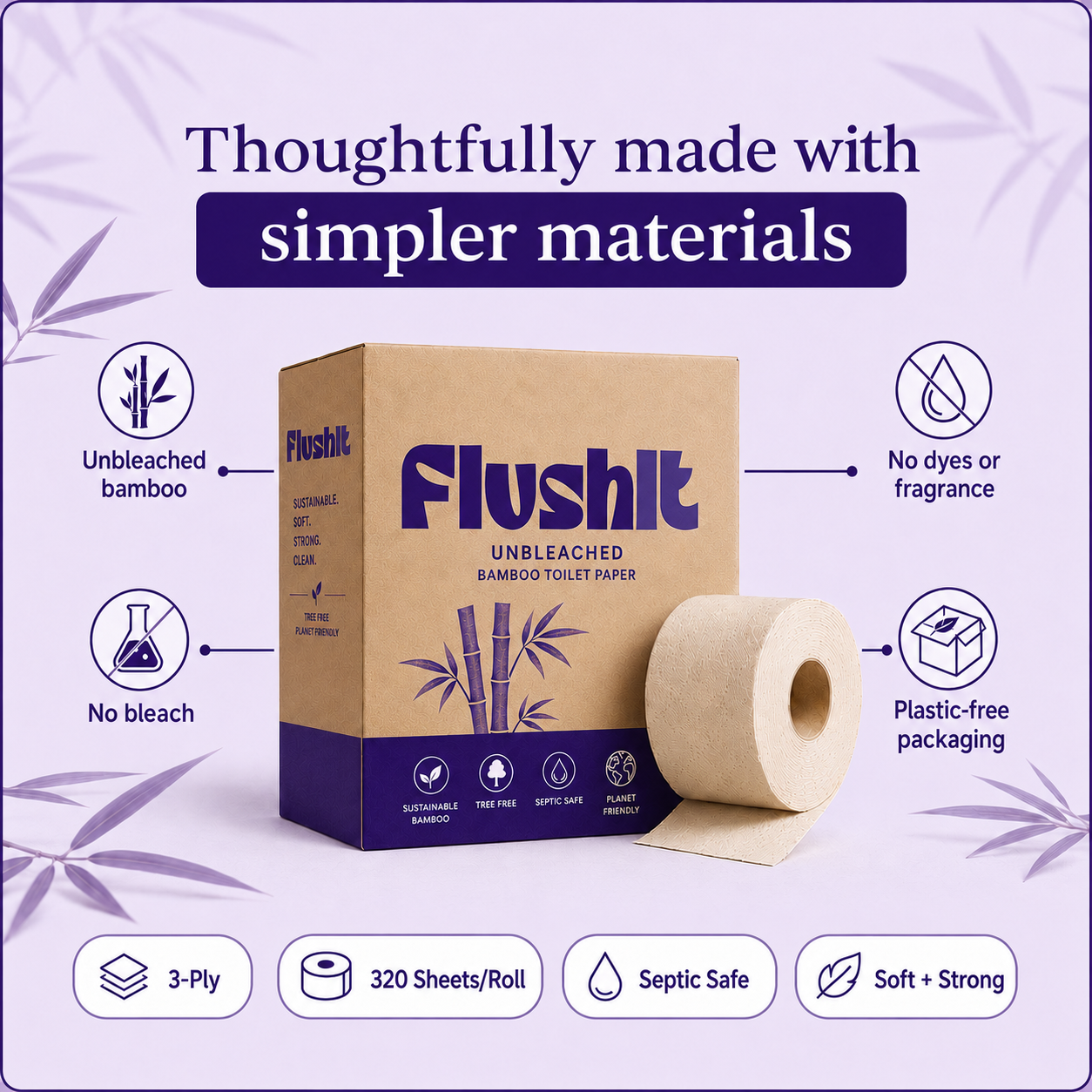 Unbleached Bamboo Toilet Paper